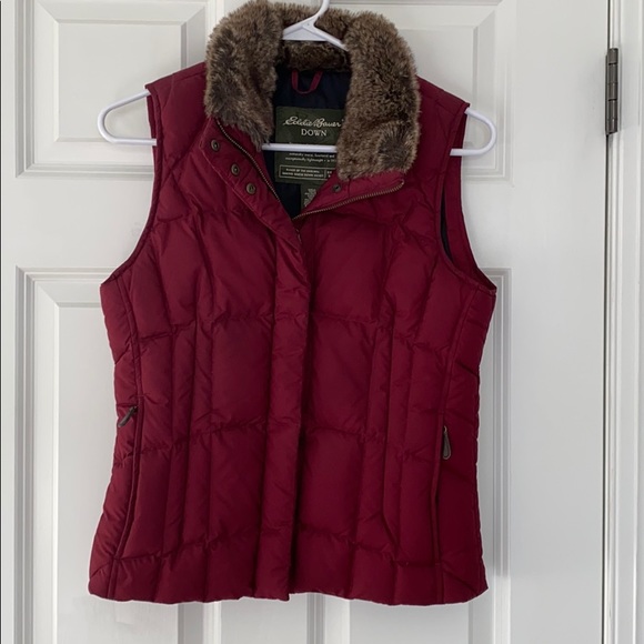 Eddie Bauer Down Vest with Faux Fur Collar -XS - Picture 1 of 7